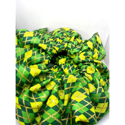 Glitter Plaid St Patrick's Scrunchie