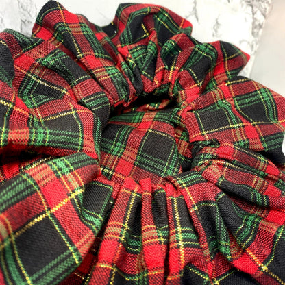 Gold Sparkle Plaid Christmas Scrunchie