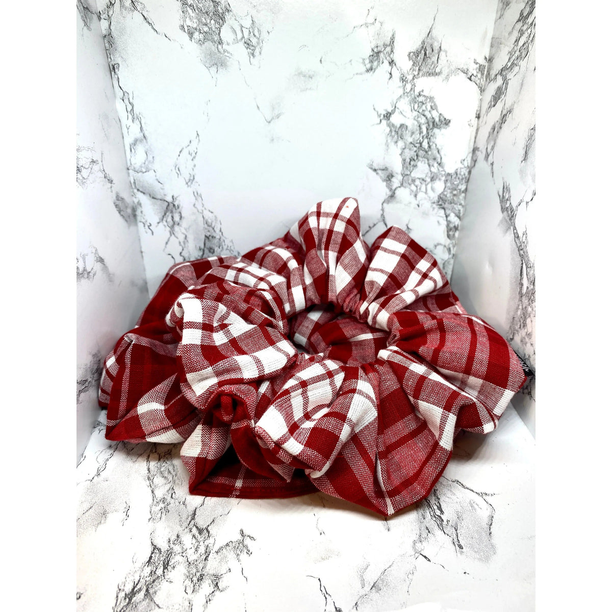 Red Plaid Christmas Scrunchie