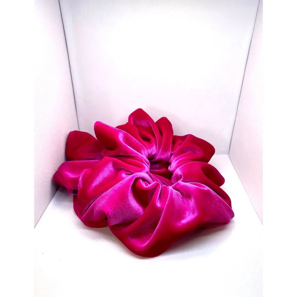Neon Pink Velvet Scrunchie