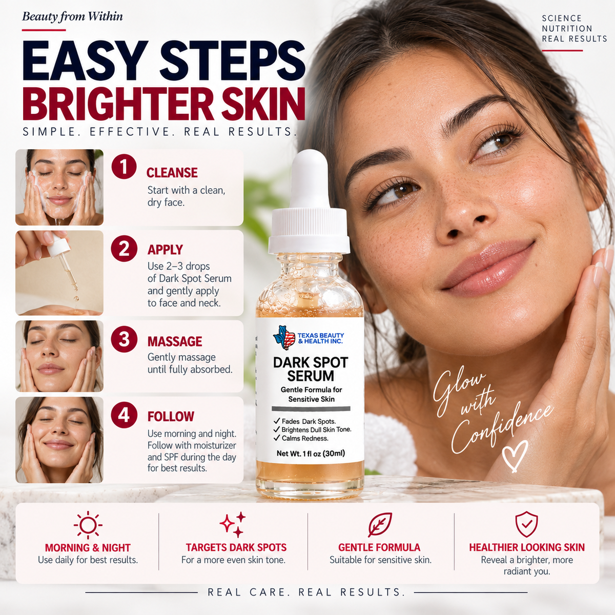 Dark Spot Serum for Sensitive Skin | Gentle Skin Brightening & Even Tone Treatment Serum