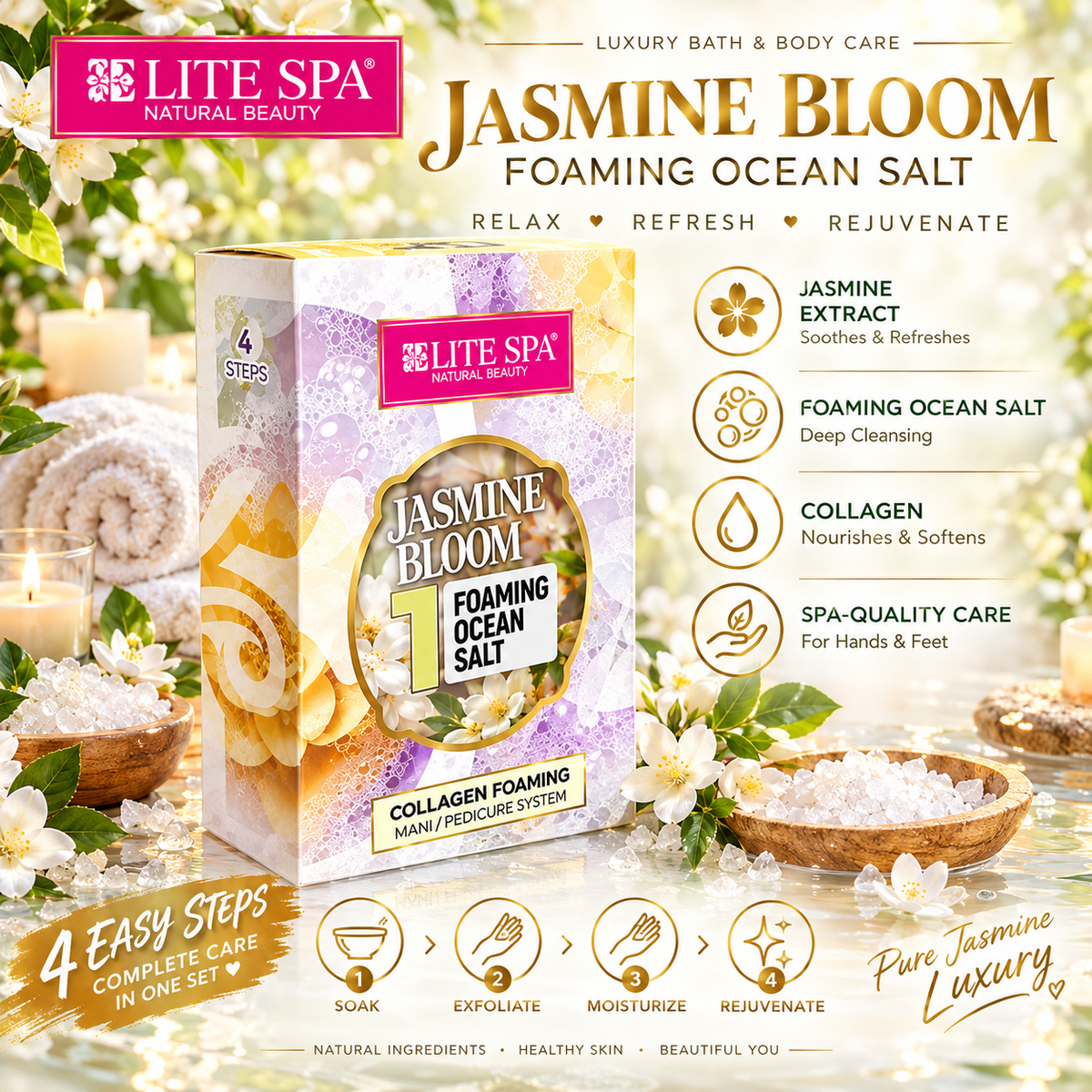 BARE SOAK ELITE 4-IN-1 COLLAGEN SPA - 50-PACK/CASE