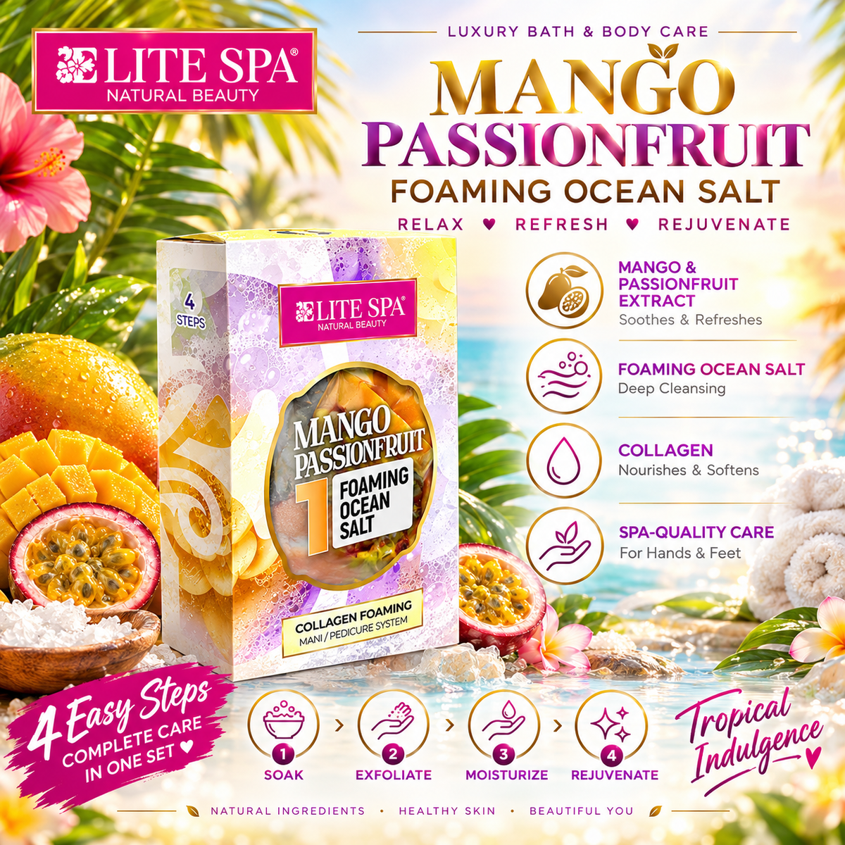 BARE SOAK ELITE 4-IN-1 COLLAGEN SPA - 50-PACK/CASE