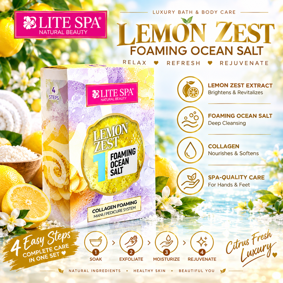 BARE SOAK ELITE 4-IN-1 COLLAGEN SPA - 50-PACK/CASE