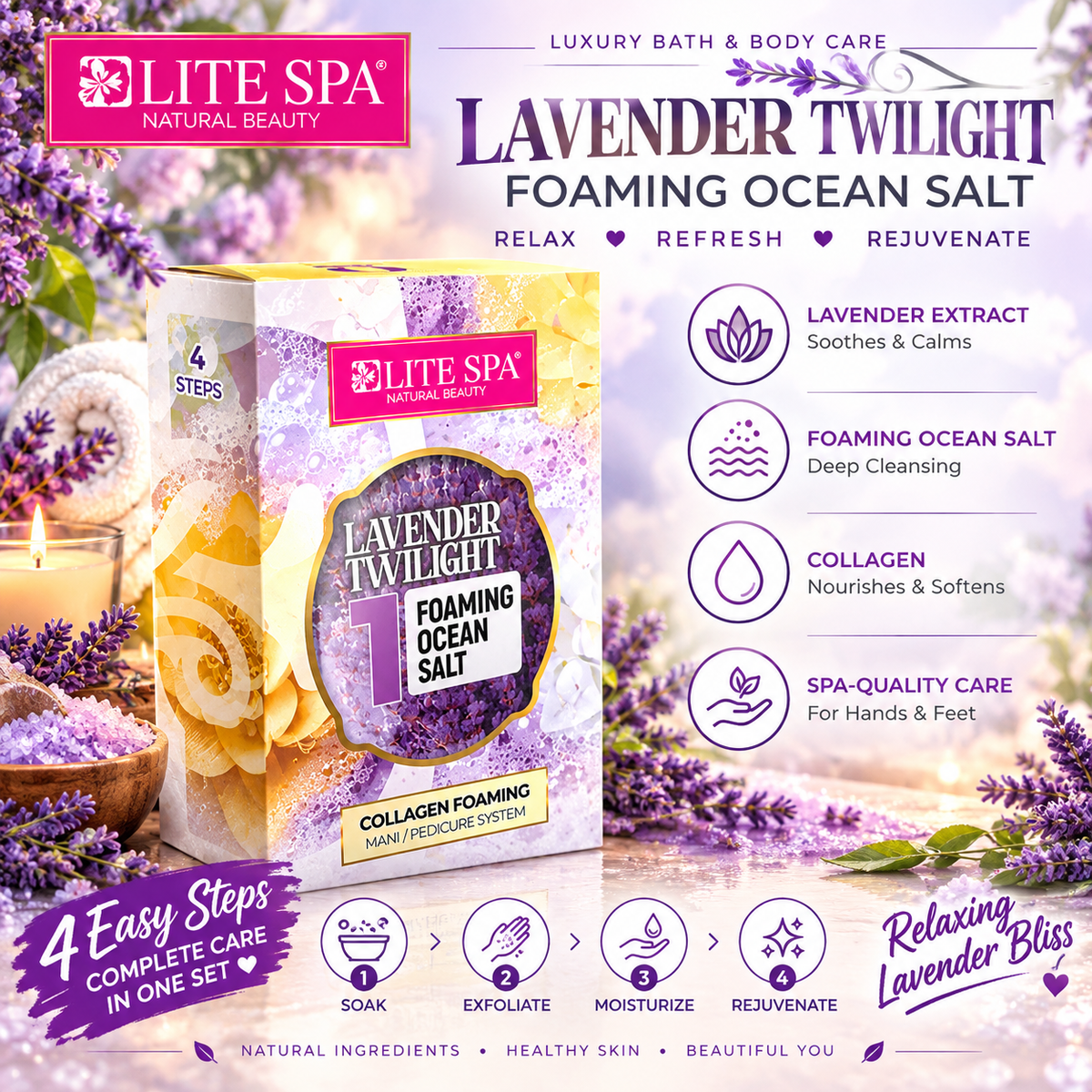 BARE SOAK ELITE 4-IN-1 COLLAGEN SPA - 50-PACK/CASE