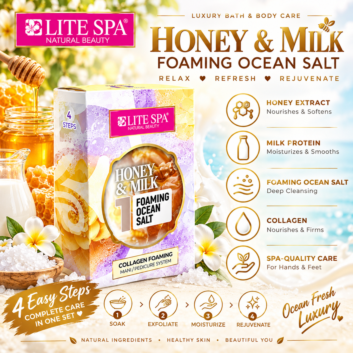 BARE SOAK ELITE 4-IN-1 COLLAGEN SPA - 50-PACK/CASE