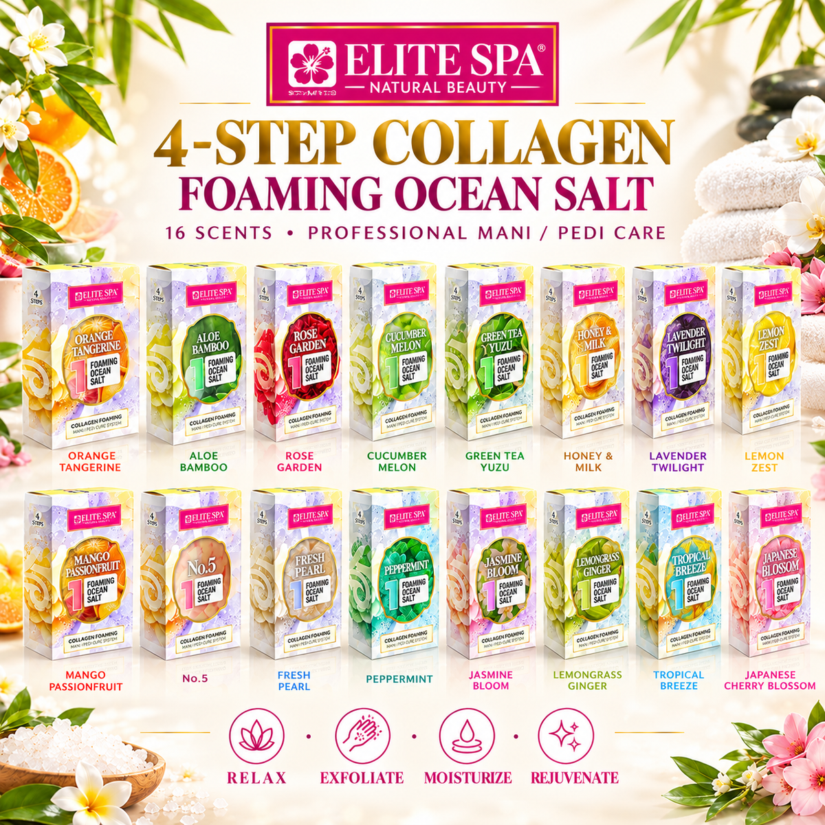 BARE SOAK ELITE 4-IN-1 COLLAGEN SPA - 50-PACK/CASE