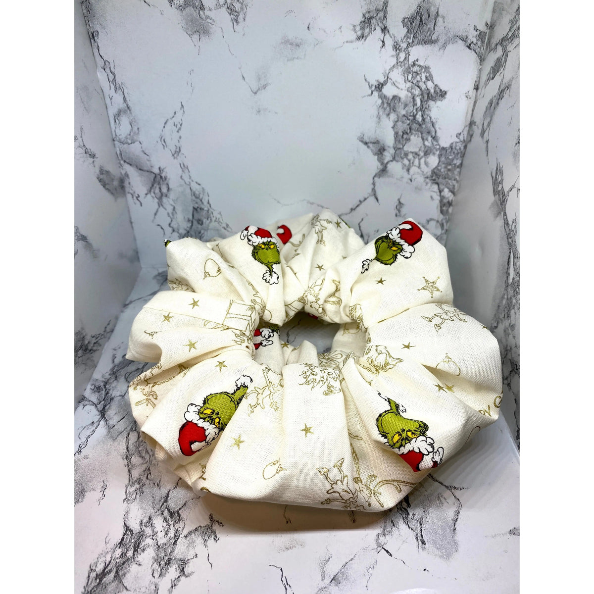 Gold Grinch Christmas Scrunchie