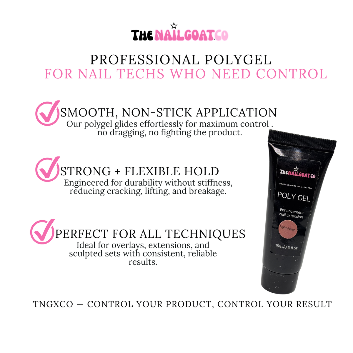 Self-Leveling HEMA/TPO-Free Poly Gel – 0.15 ml / 150 g | TheNailGoatco