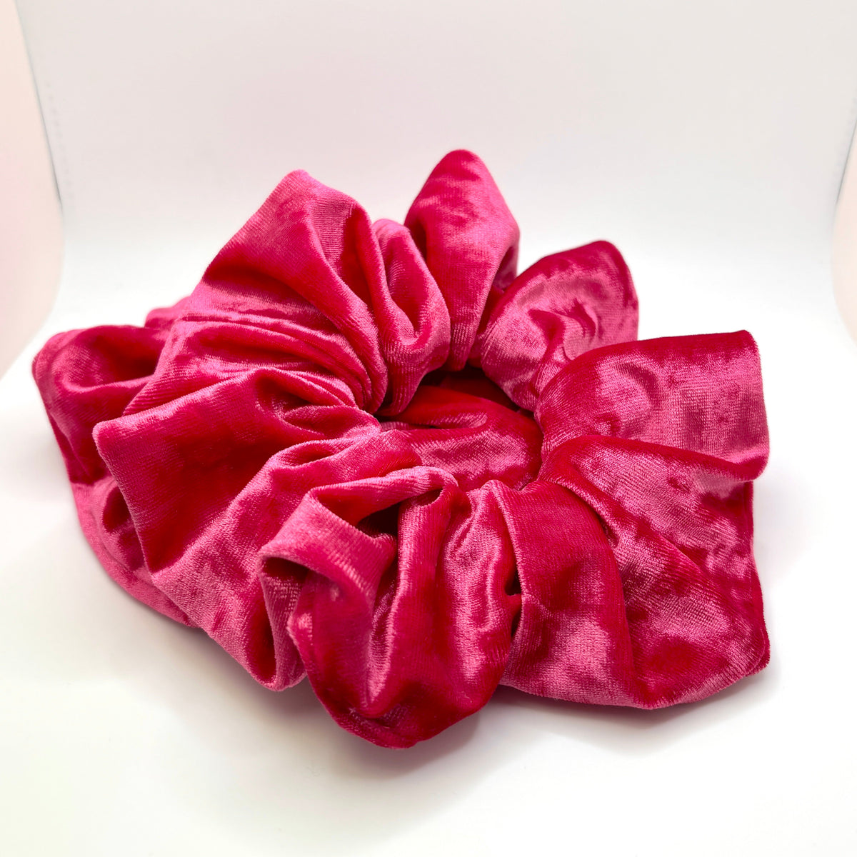 Bright Pink Crushed Velvet Scrunchie