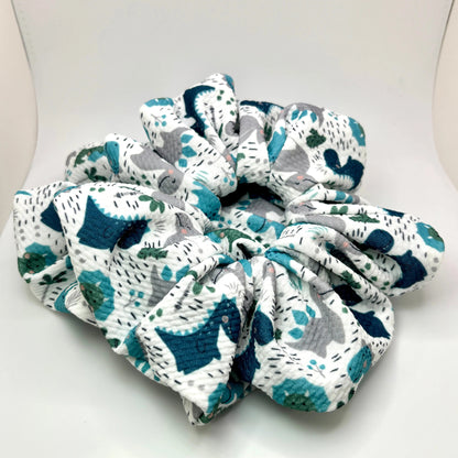 Blue Dino Bullet Scrunchie
