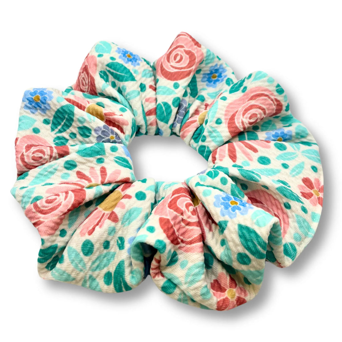 Blue Floral Bullet Scrunchie