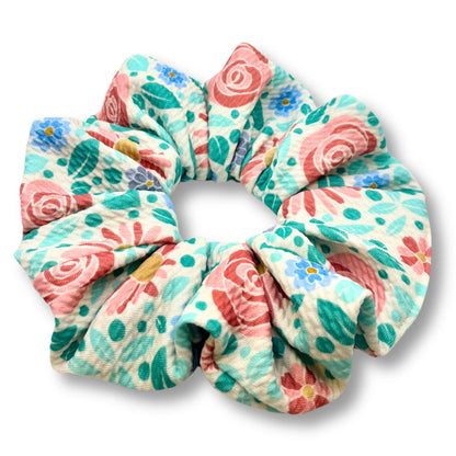 Blue Floral Bullet Scrunchie