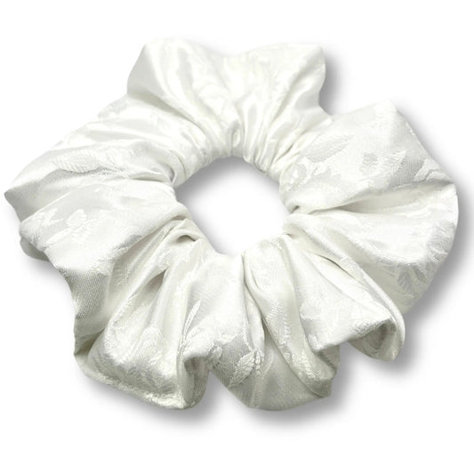 White Leaf Satin Scrunchie