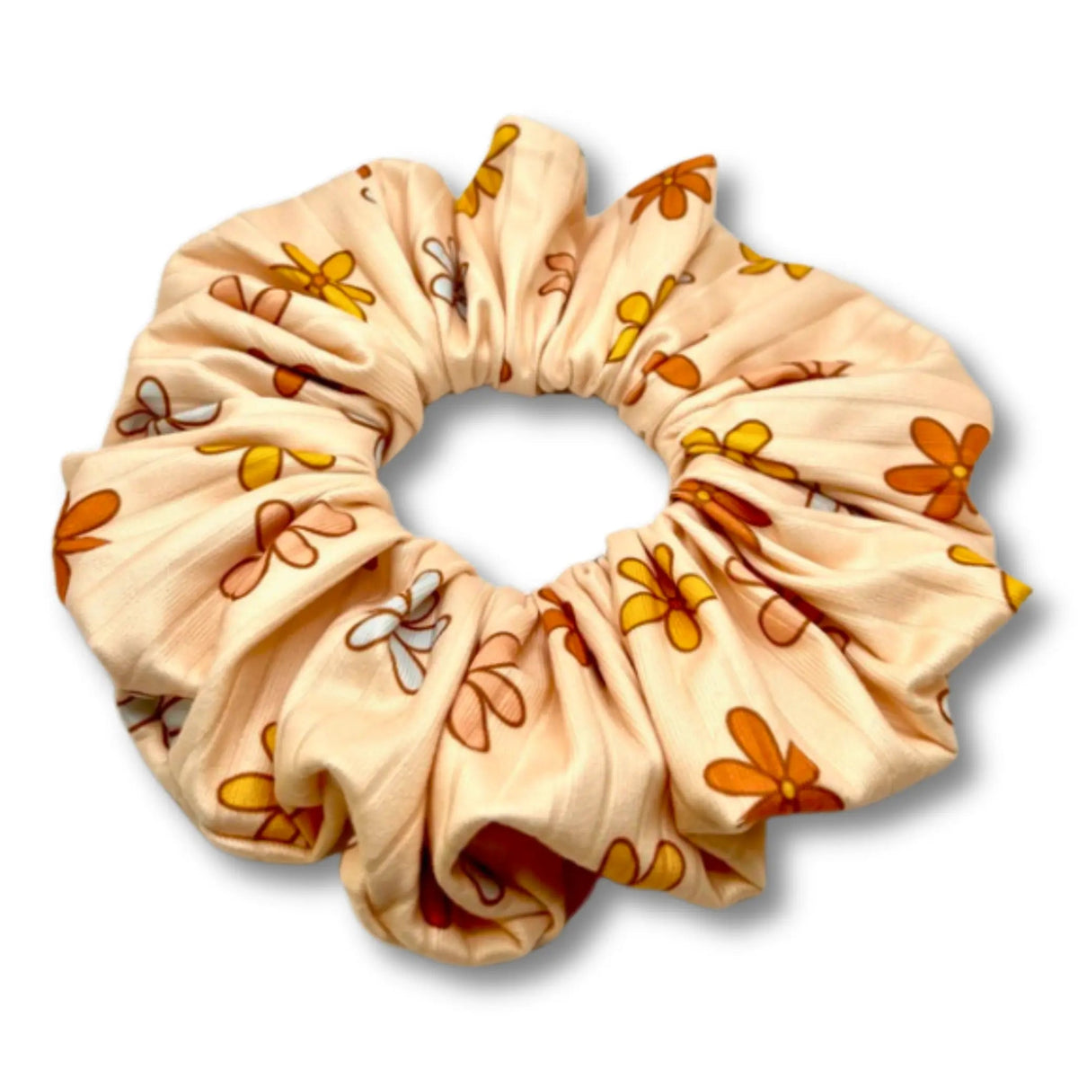 Retro Flower Summer Ribbed Scrunchie