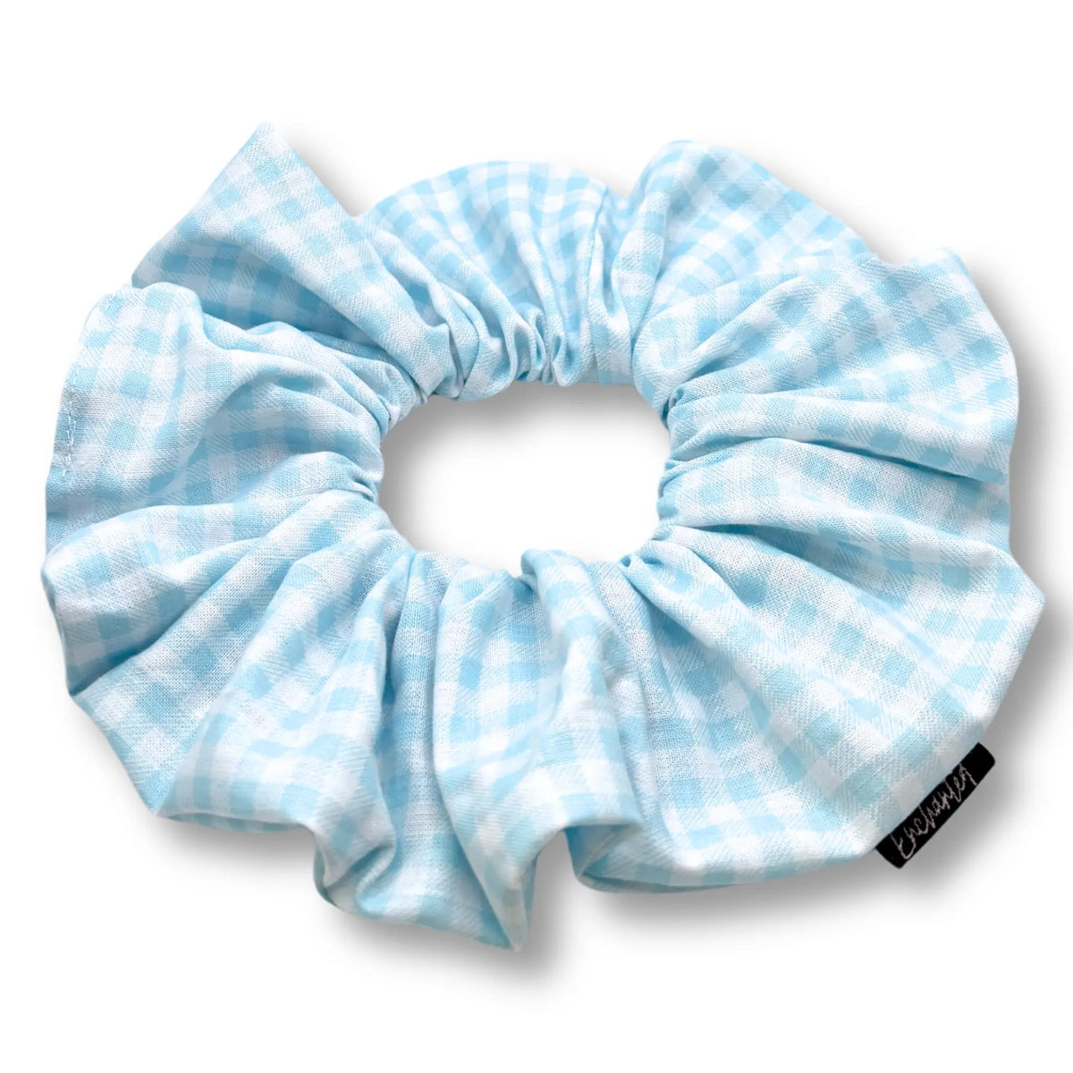 Light Blue Gingham Spring Scrunchie