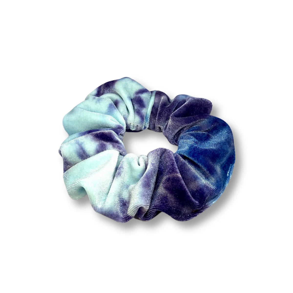 Mini Blue and Purple Tie Dye Velvet Scrunchie