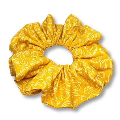 Yellow Pumpkin Fall Scrunchie