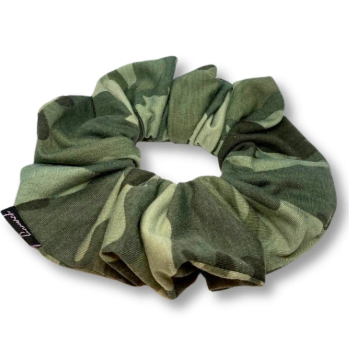 Green Camouflage Knit Scrunchie