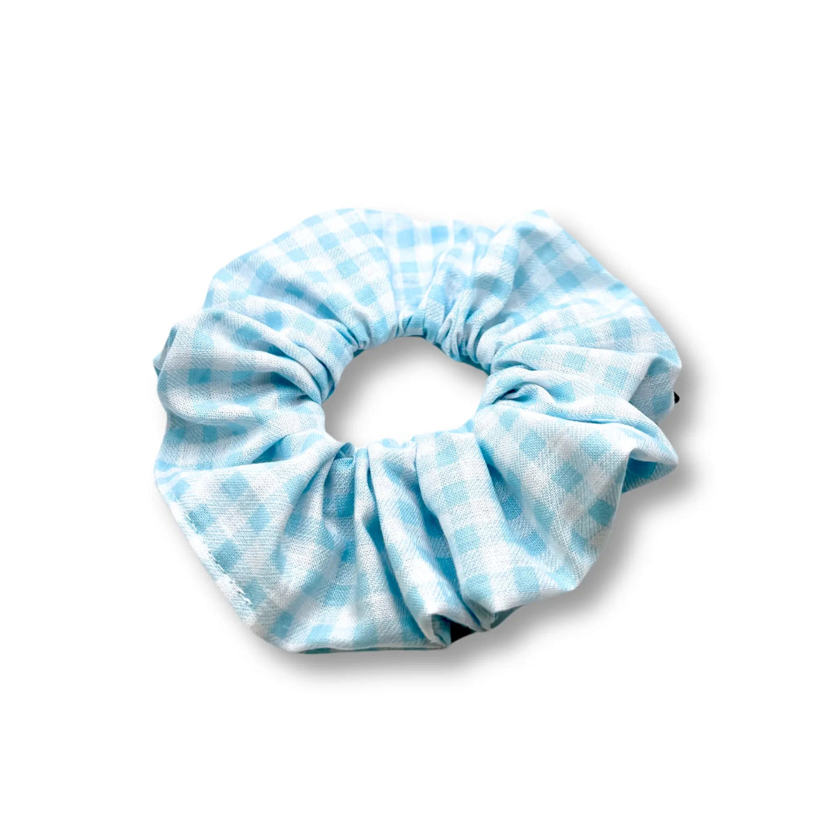 Mini Light Blue Gingham Spring Scrunchie