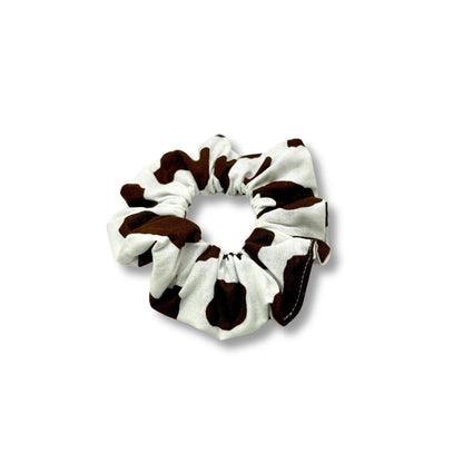 Mini Brown Cow Print Scrunchie
