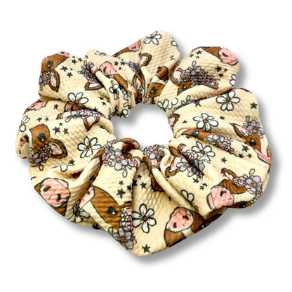 Floral Cow Bullet Scrunchie
