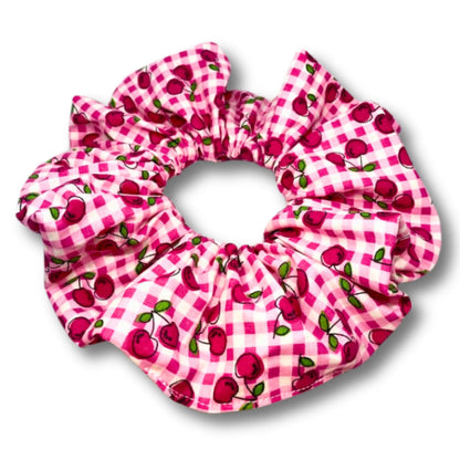 Cherry Gingham Summer Scrunchie
