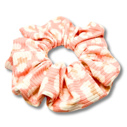 Pink Cheetah Ribbed Scrunchie