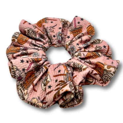 Floral Iced Coffee Bullet Scrunchie