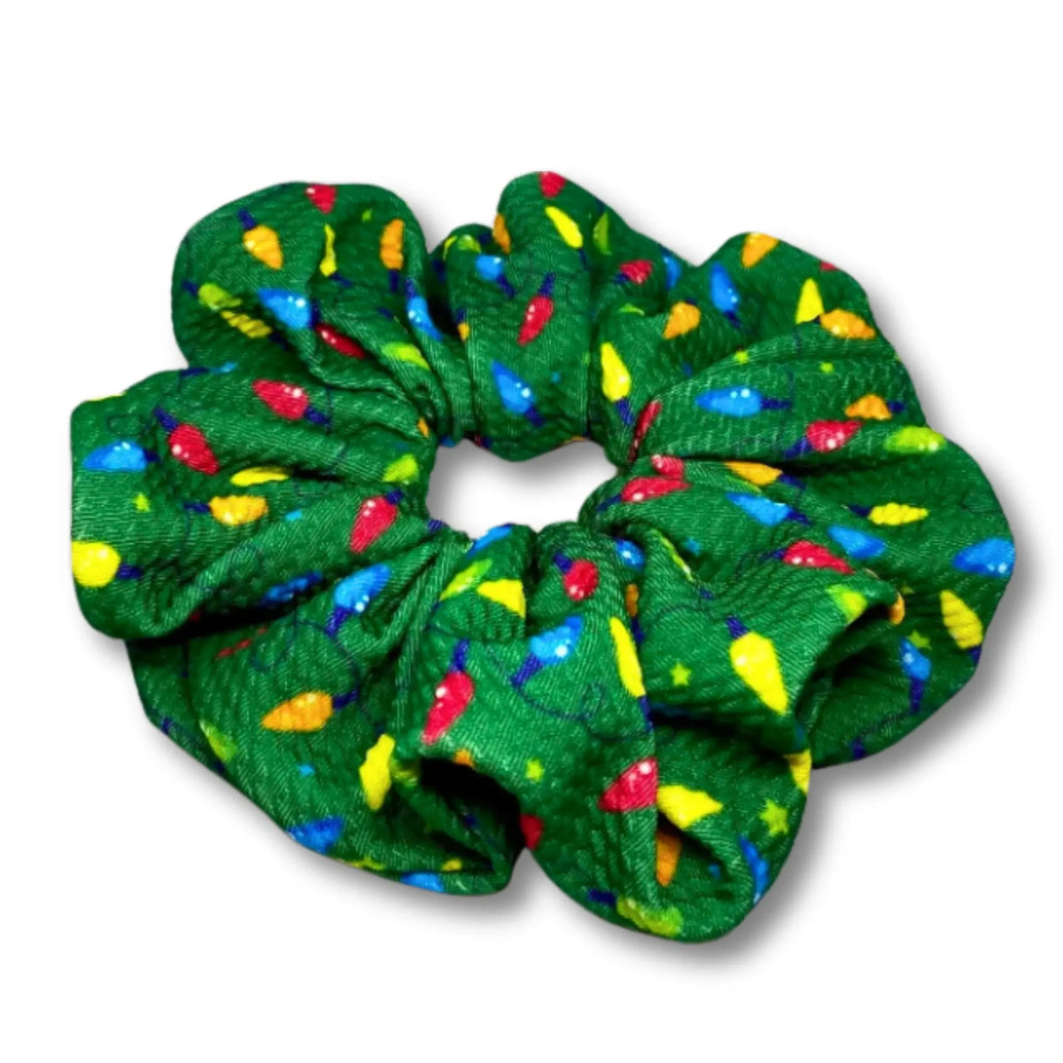 Green Lights Christmas Bullet Scrunchie