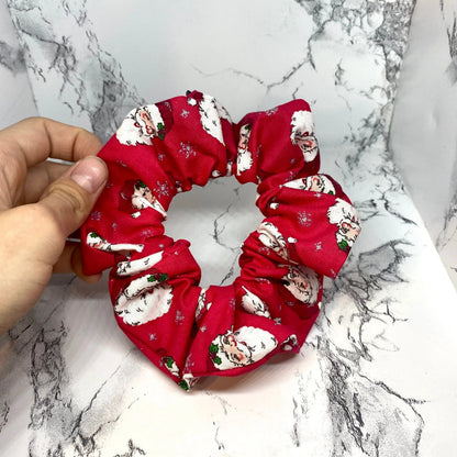 Mini Red Santa Glitter Christmas Scrunchie