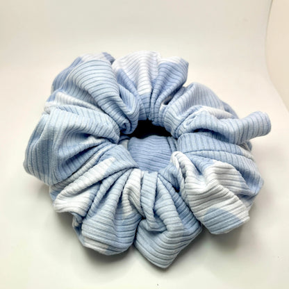 Light Blue Tie Dye Ribbed Scrunchie