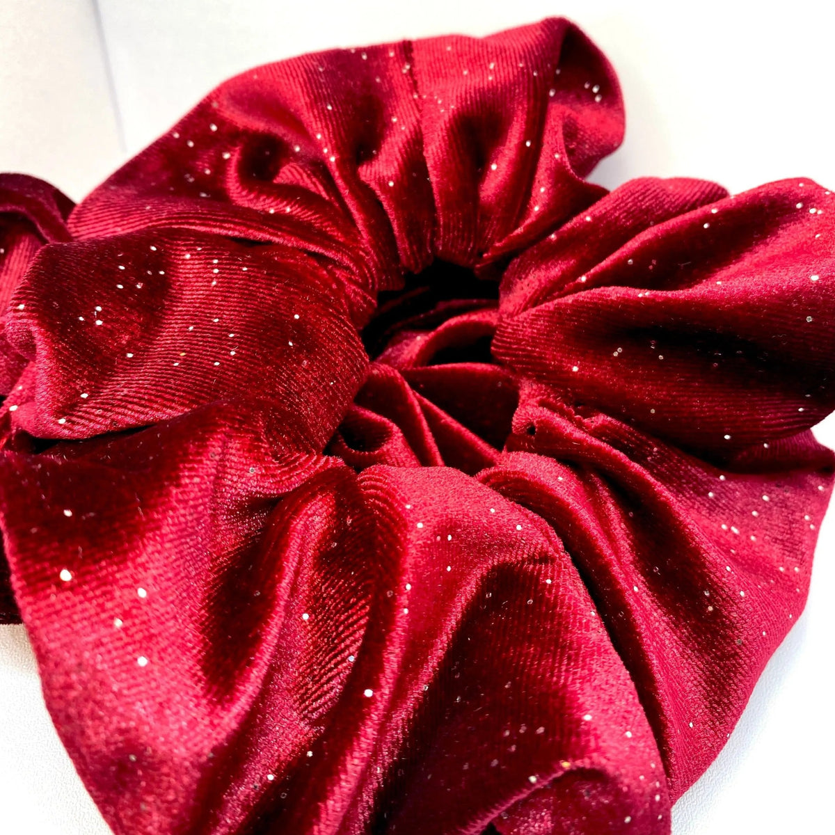 Burgundy Sparkle Velvet Scrunchie
