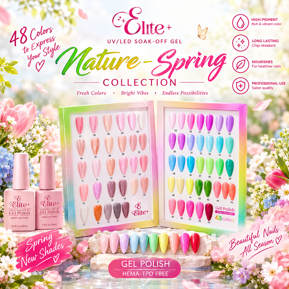 ELITE NATURAL & SPRING GEL COLLECTION - 48 COLORS