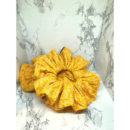 Yellow Pumpkin Fall Scrunchie