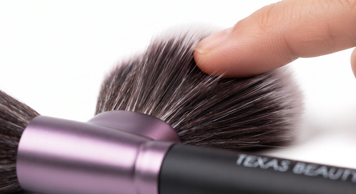 Texas Beauty Professional 18-Piece Makeup Brush Set with Storage Bucket – Ultra-Soft Vegan Synthetic Bristles, Matte Black & Purple Finish