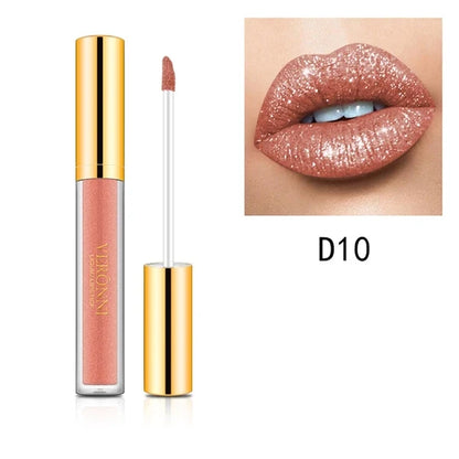 10 Colors Diamond Shimmer Glitter Lip Gloss Waterproof Matte Glitter Liquid Lipstick Diamond Pearl Colour Lip Gloss Sexy Make Up