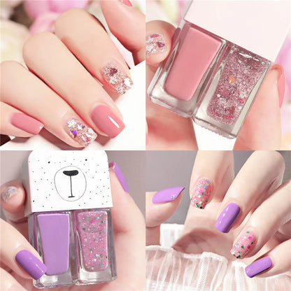 New 2 In 1 Candy Color Nail Polish Manicure Water-based Bright Scrub No Bake No Peeling Quick Dry Waterproof Lasting Nail Polish
