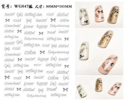 Nail Art Stickers Alphabet Sticker Letter Stickers Transfers Black Old English Font Letter Goth Gothic Nail Sticker Decoration