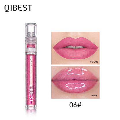 QIBEST Moisturizer Plumper Lip Gloss Long Lasting Transparent Lipgloss Base Watery Luster Glossy Lip Tint Waterproof Lips Makeup