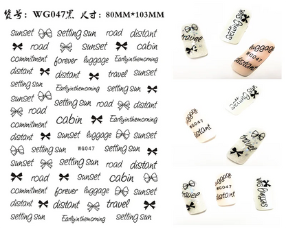 Nail Art Stickers Alphabet Sticker Letter Stickers Transfers Black Old English Font Letter Goth Gothic Nail Sticker Decoration