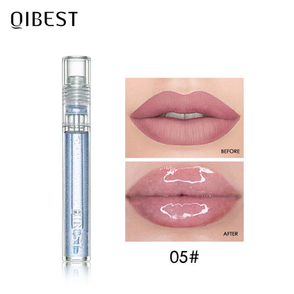 QIBEST Moisturizer Plumper Lip Gloss Long Lasting Transparent Lipgloss Base Watery Luster Glossy Lip Tint Waterproof Lips Makeup