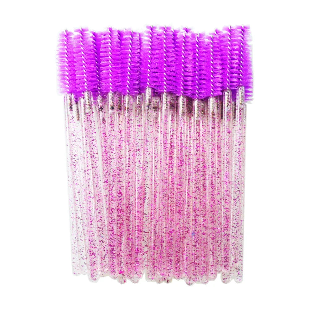QSTY eyelash brush makeup brushes 50pcs individual disposable mascara applicator comb wand lash makeup brushes tools 6 colors