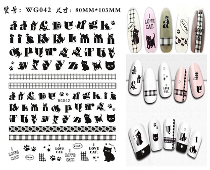 Nail Art Stickers Alphabet Sticker Letter Stickers Transfers Black Old English Font Letter Goth Gothic Nail Sticker Decoration