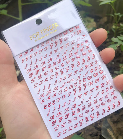 Nail Art Stickers Alphabet Sticker Letter Stickers Transfers Black Old English Font Letter Goth Gothic Nail Sticker Decoration