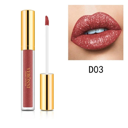 10 Colors Diamond Shimmer Glitter Lip Gloss Waterproof Matte Glitter Liquid Lipstick Diamond Pearl Colour Lip Gloss Sexy Make Up