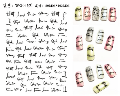 Nail Art Stickers Alphabet Sticker Letter Stickers Transfers Black Old English Font Letter Goth Gothic Nail Sticker Decoration