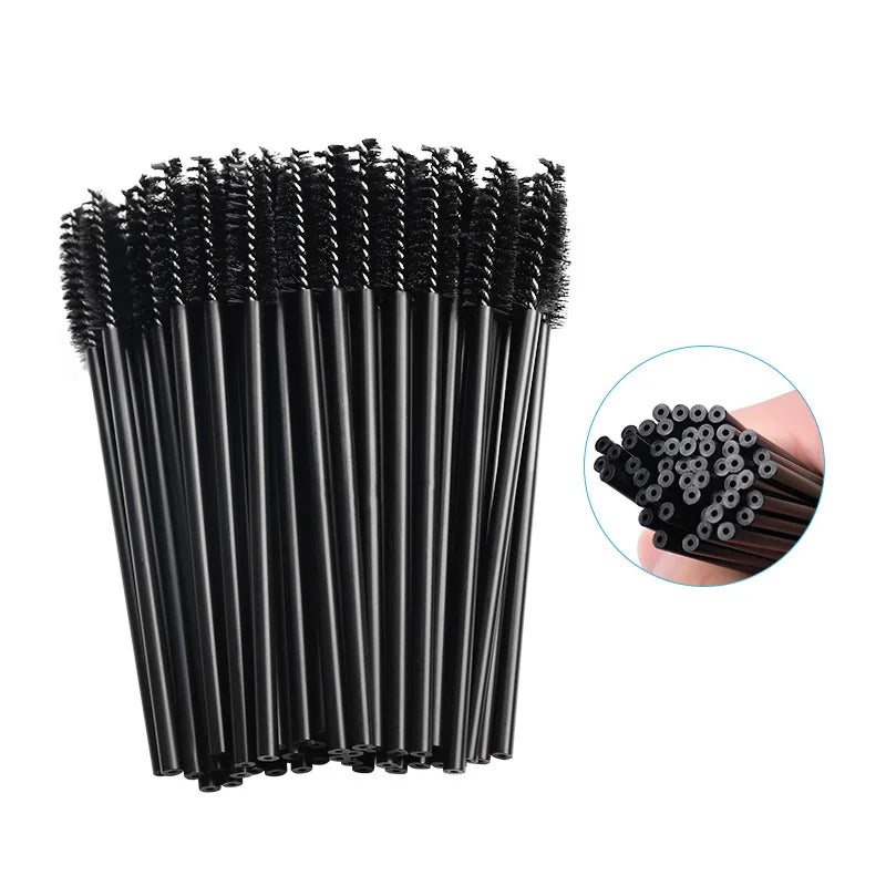 50Pcs Makeup brushes Disposable Crystal Eyebrow brush Diamond Handle Mascara Wand Applicator Eye Lashes Eyelash Extension Tools