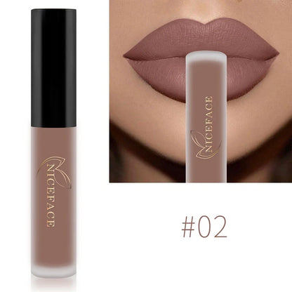 NICEFACE Matte Liquid Lipstick Waterproof Long Lasting Lip Gloss Tint Sexy Red Nude Purple Metallic Lipsticks Makeup Cosmetics