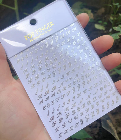 Nail Art Stickers Alphabet Sticker Letter Stickers Transfers Black Old English Font Letter Goth Gothic Nail Sticker Decoration